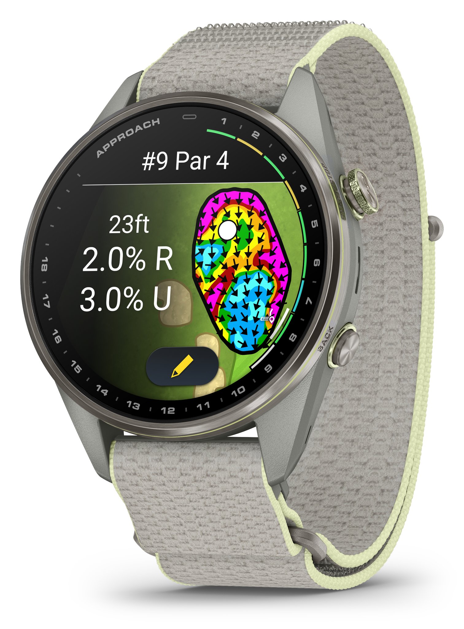 Garmin Approach S72 GPS hodinky, 47 mm, fog grey/citron,