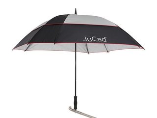 JuCad Windproof deštník 68" s pinem, černo/stříbrno/červený