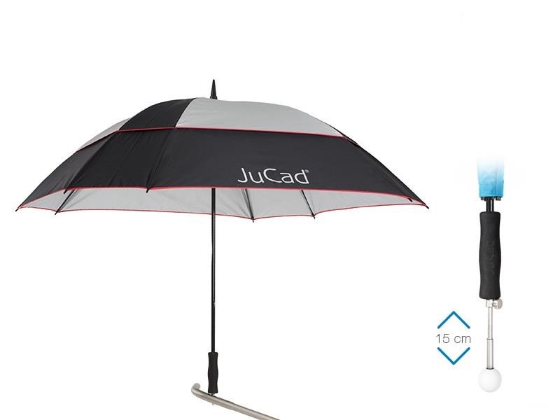 JuCad teleskopický golfový deštník 68" Windproof s PINem, černo/stříbrno/červený