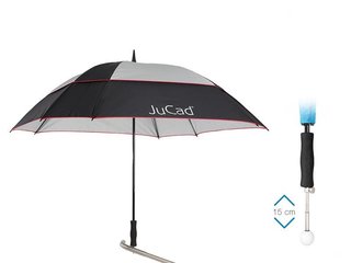 JuCad teleskopický golfový deštník 68" Windproof s PINem, černo/stříbrno/červený