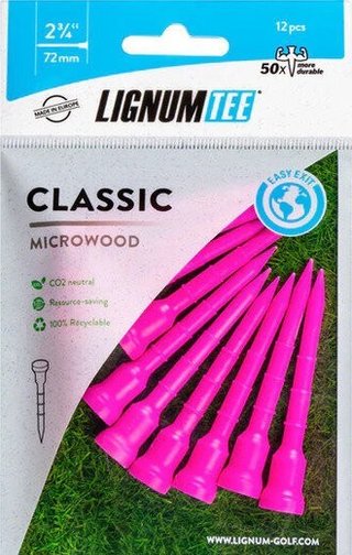 Lignum Tee plastová týčka 72mm, 12ks, růžová