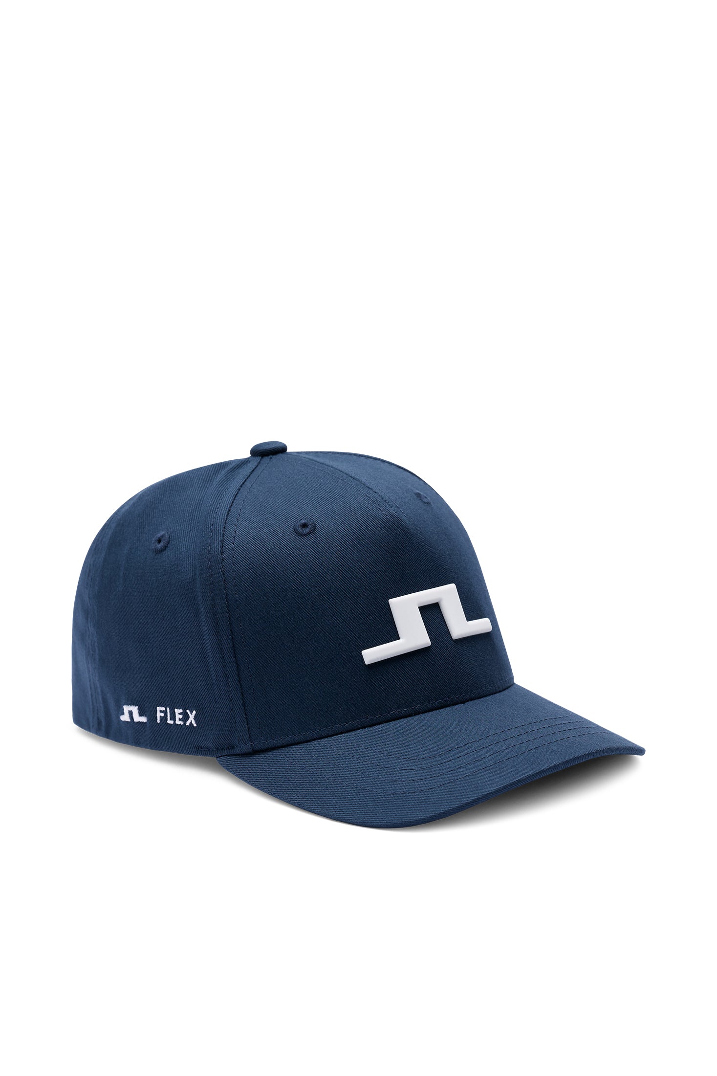 J.Lindeberg Heath Cap JL Navy – detail předního vyšívaného 3D loga Bridge