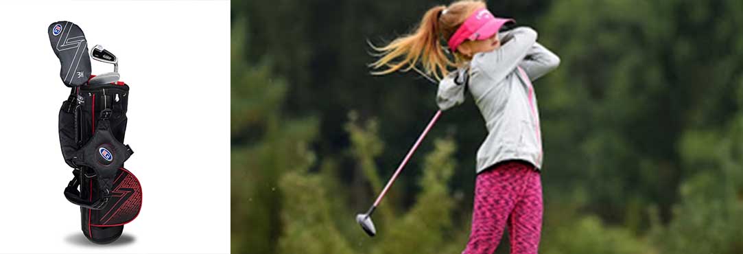 U.S. Kids Golf UL7-39 3-Club Carry Set s černo/červeným carry bagem