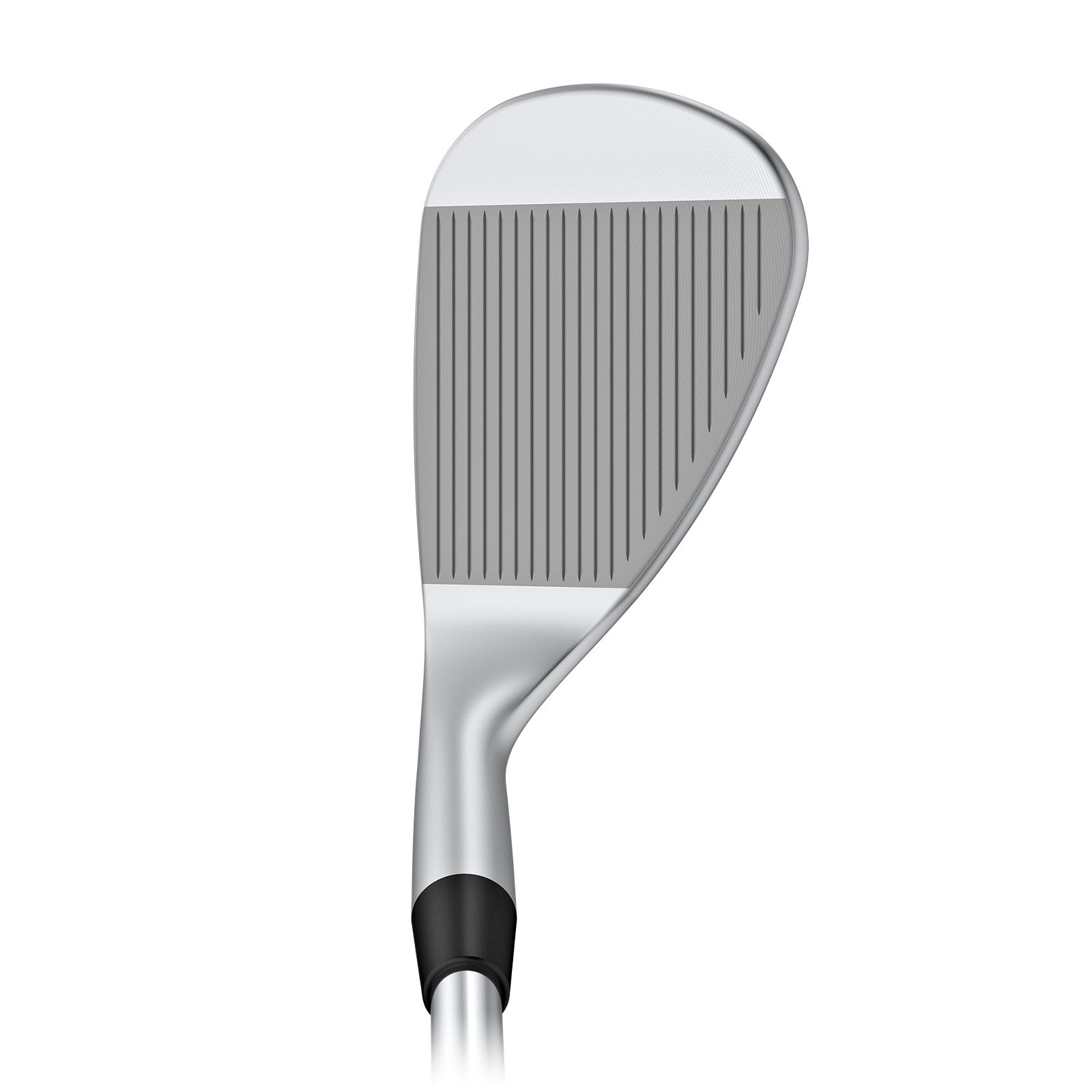 Pohled na PING s259 Midnight wedge při založení ukazující tvar hlavy preferovaný na Tour
