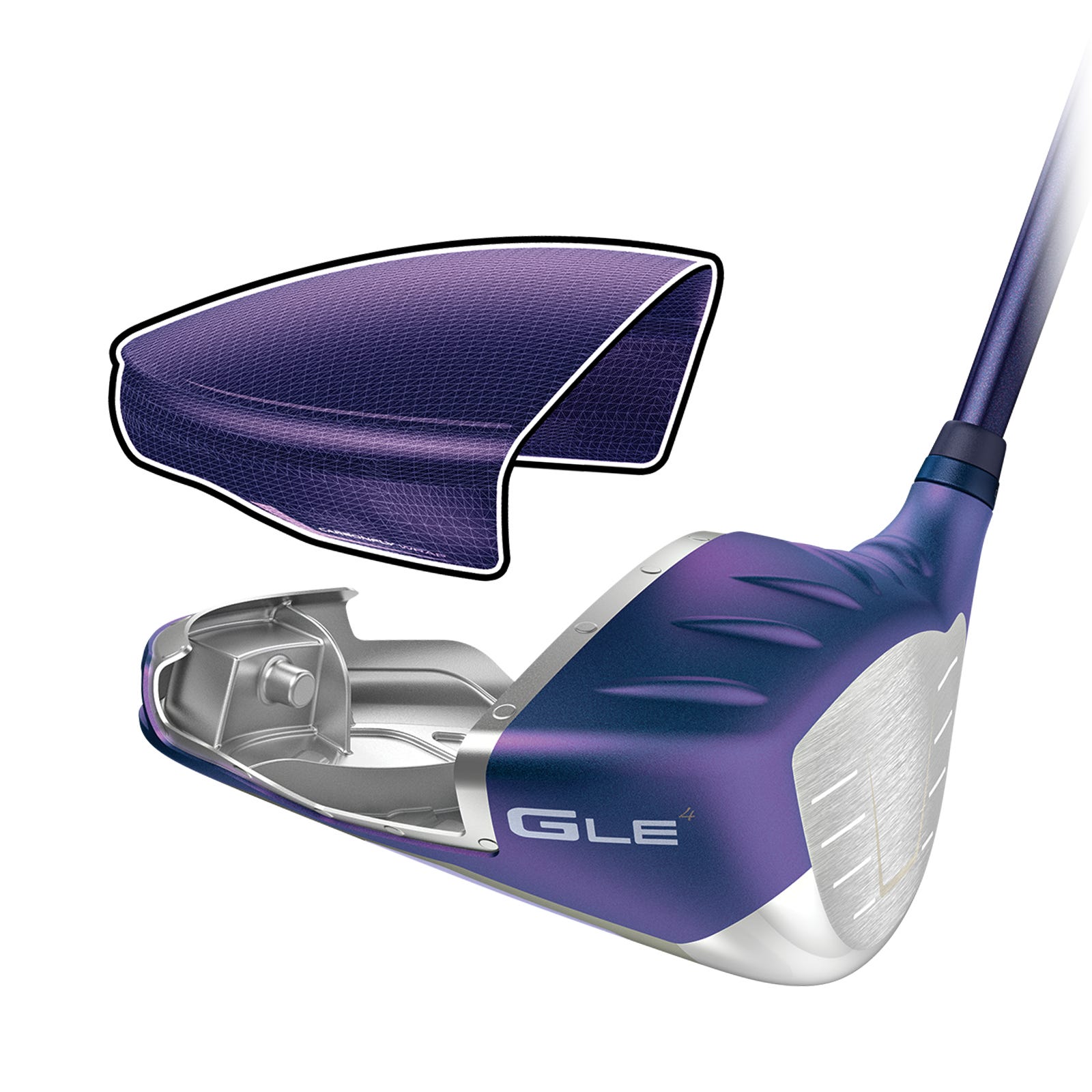 Exploded view of G Le4 Driver showing Carbonfly Wrap crown and internal design