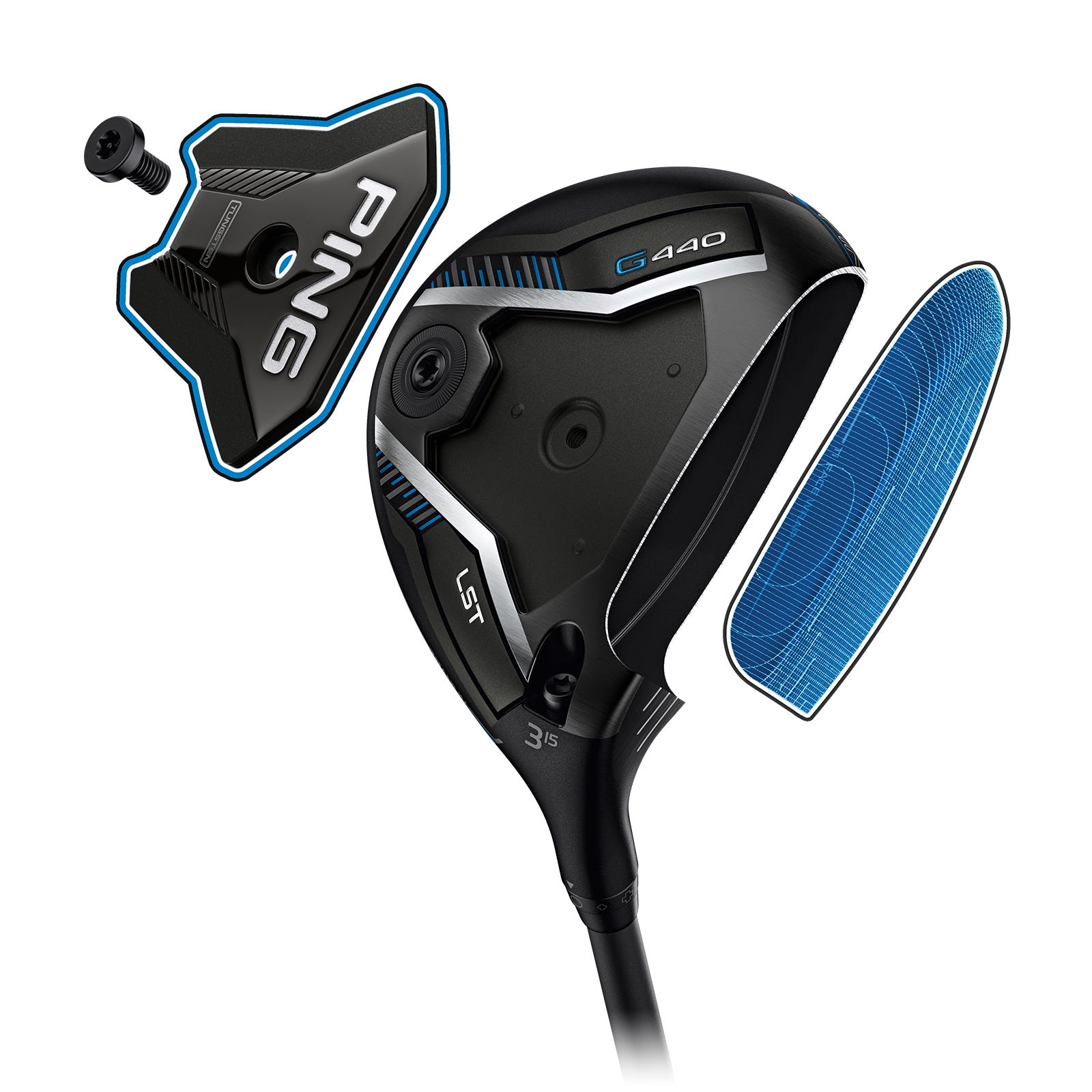 G440 LST fairway exploded face and sole weight illustration
