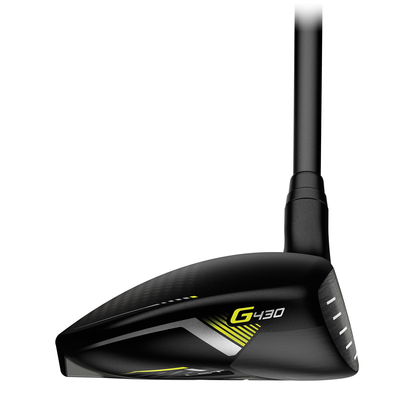 PING G430 LST fairway 3-wood from toe showing face technology