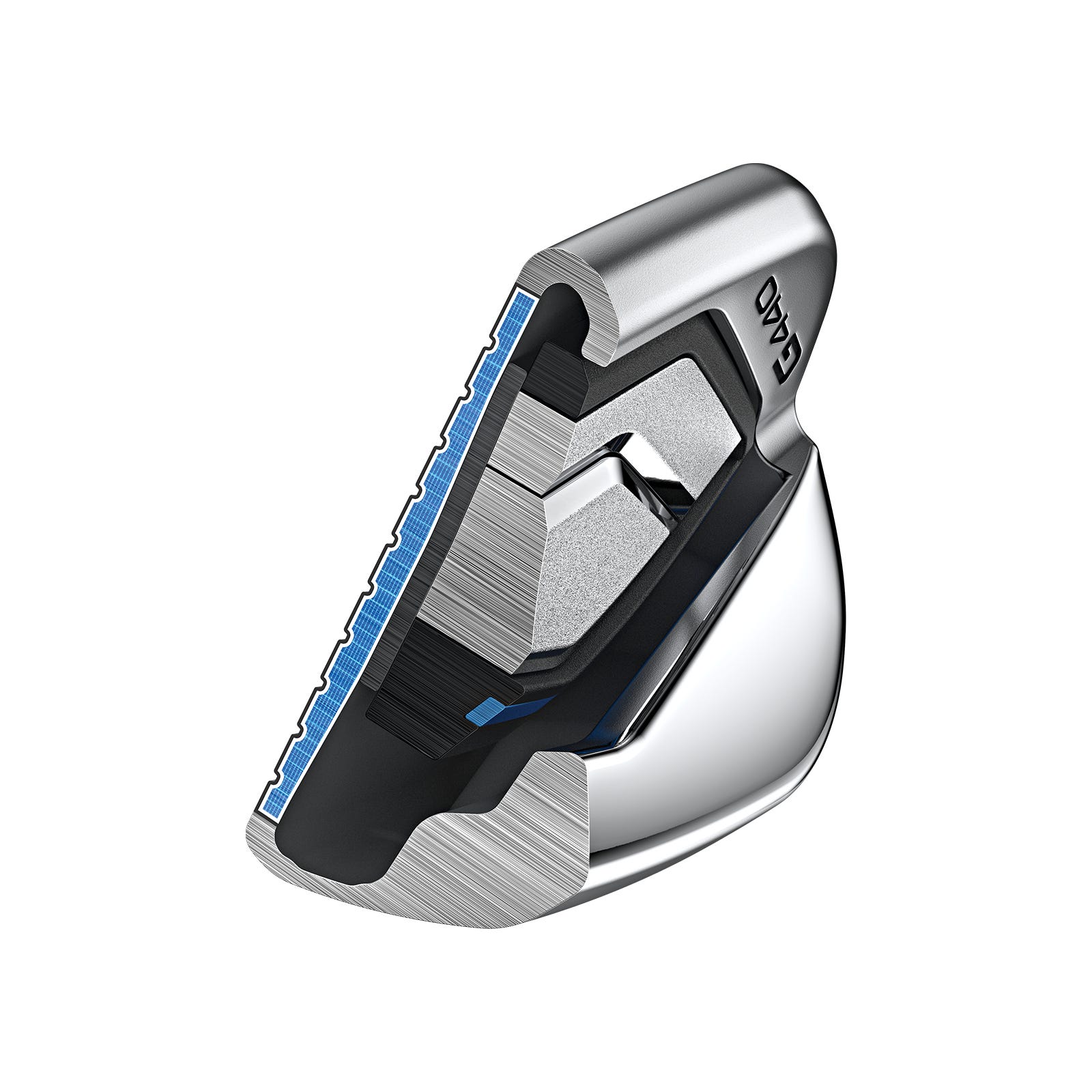 Příčný řez PING G440 ukazující nízké těžiště a odznak PurFlex