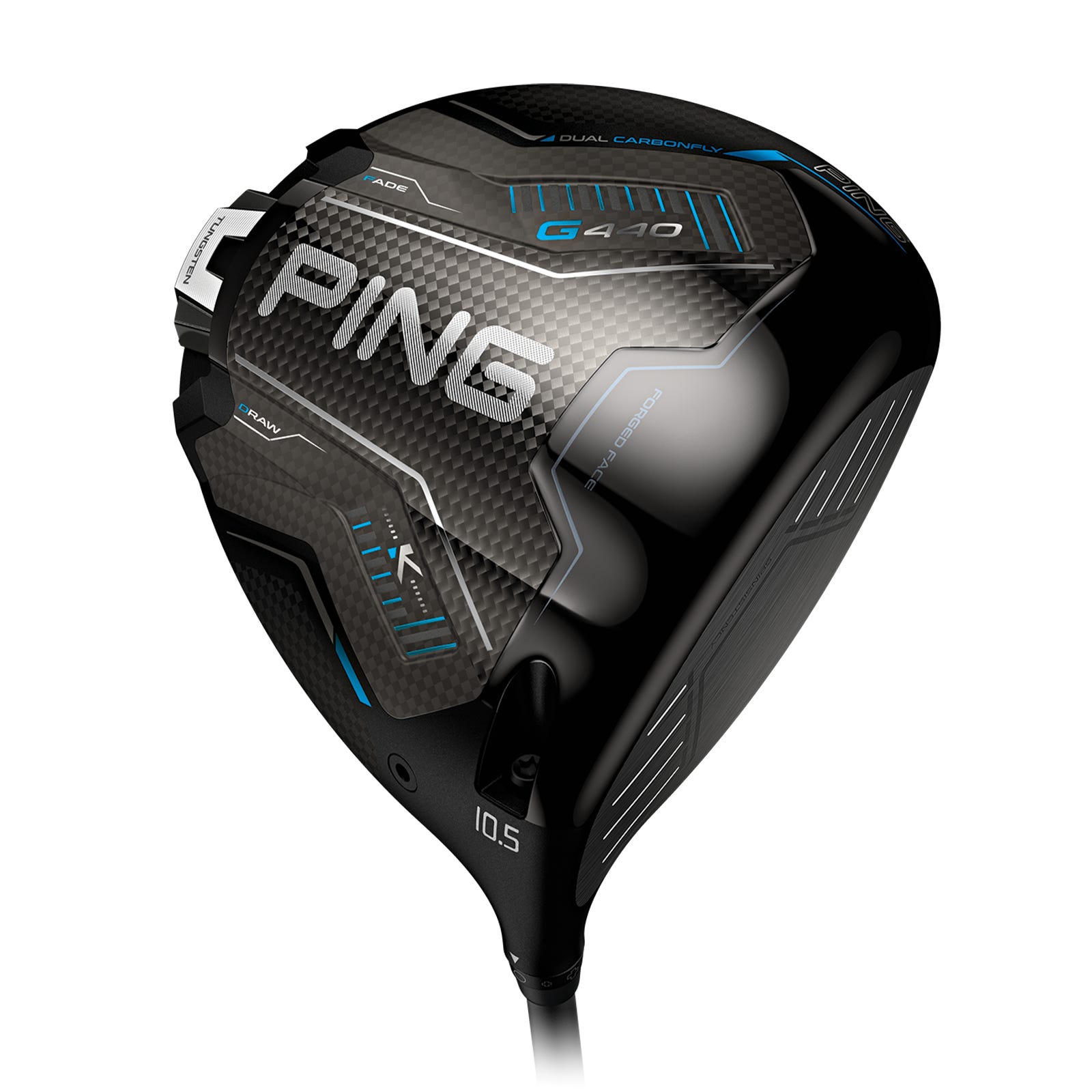 Pohled zespodu na driver PING G440 K 10,5° ukazující hosel a design spodní části