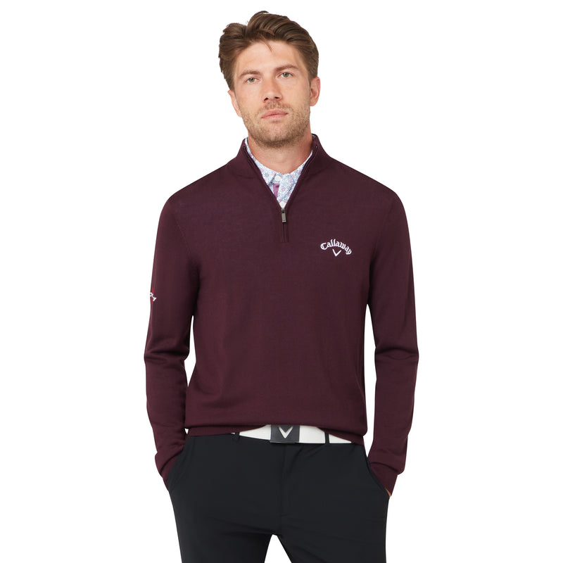 Callaway Blended Merino 1/4 Zip Sweater Italian Plum – přední pohled