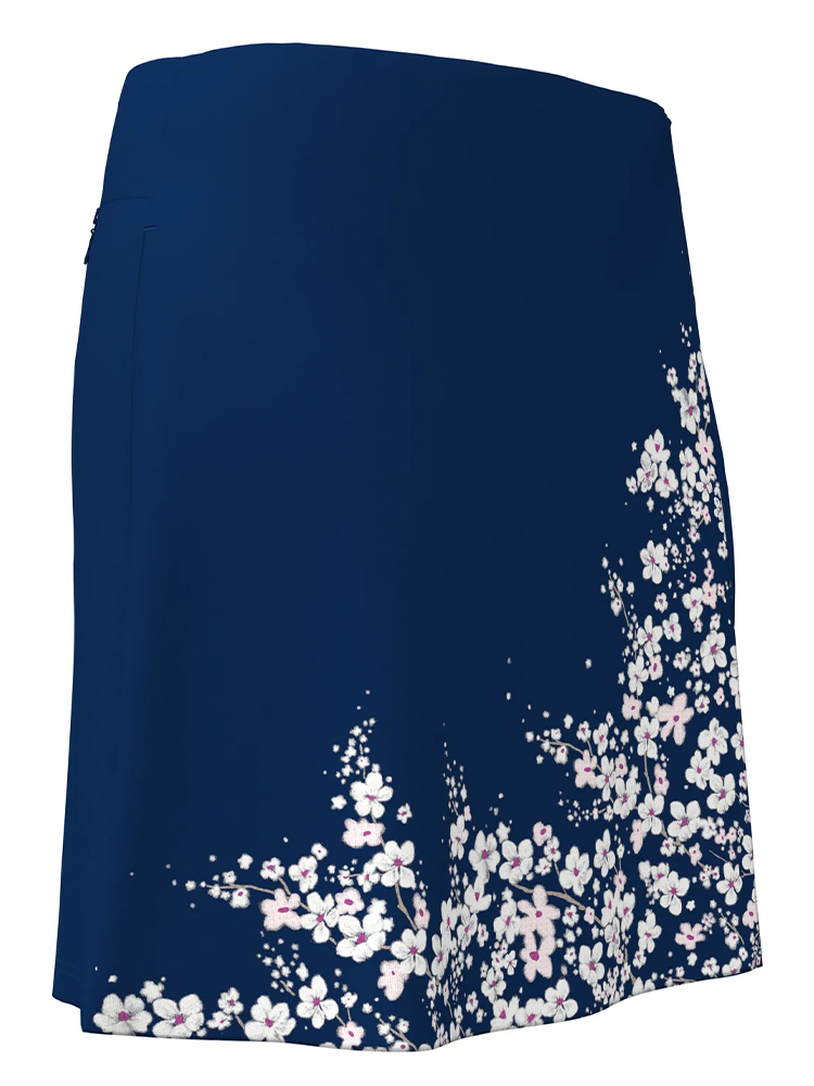 Callaway Floral Printed Wrap Skort Blue Depths – zadní pohled ukazující délku a květinový vzor