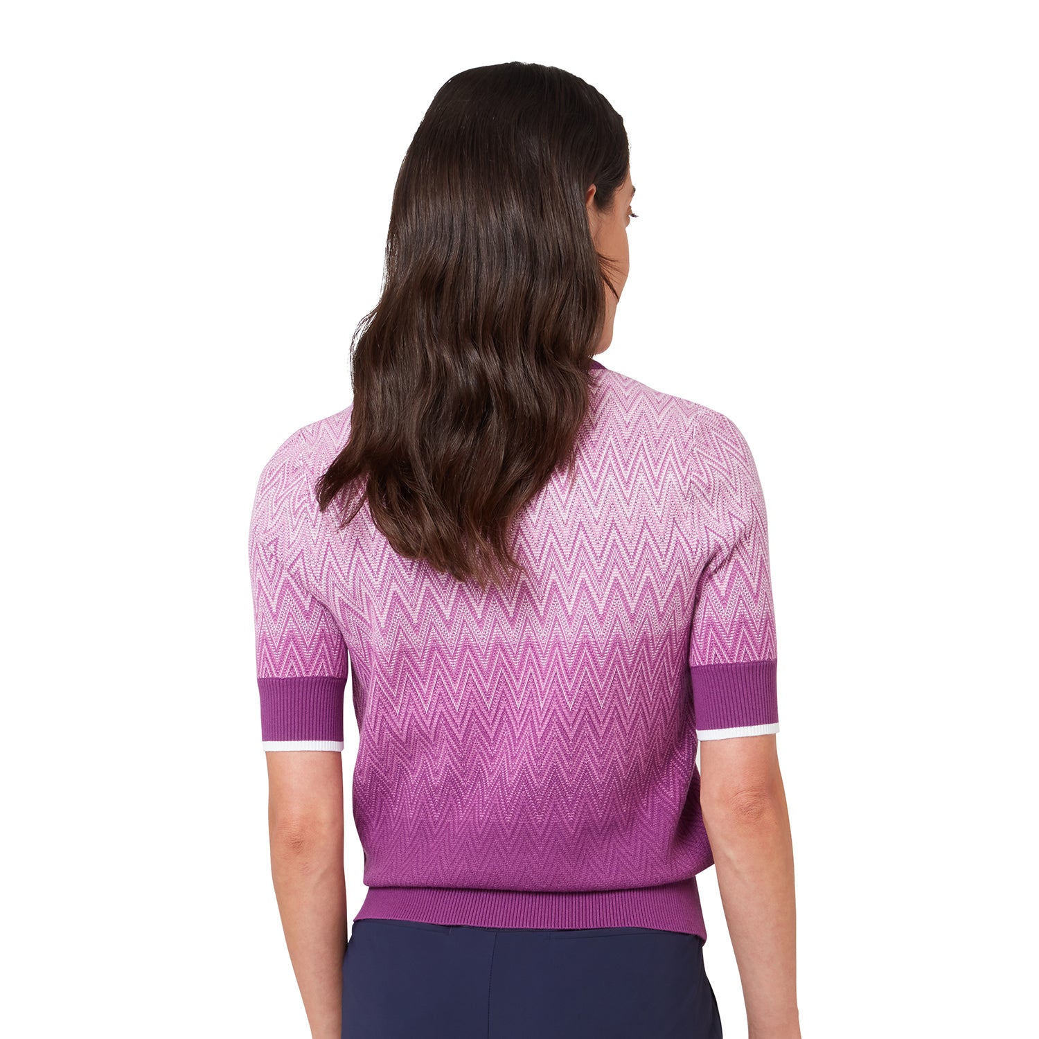 Dámské pletené polo tričko Callaway Gradient – detail žebrovaného límce a légy s knoflíky