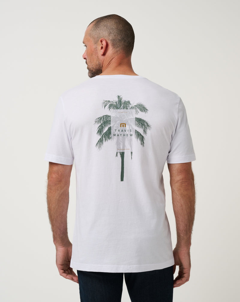 Travis Mathew Horizon Hideaway Tee white front view
