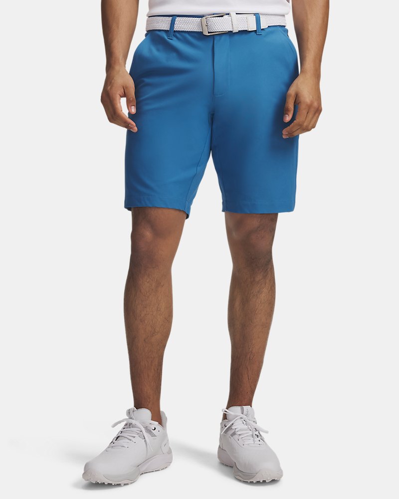UA Drive Tapered shorts front view, aegean blue
