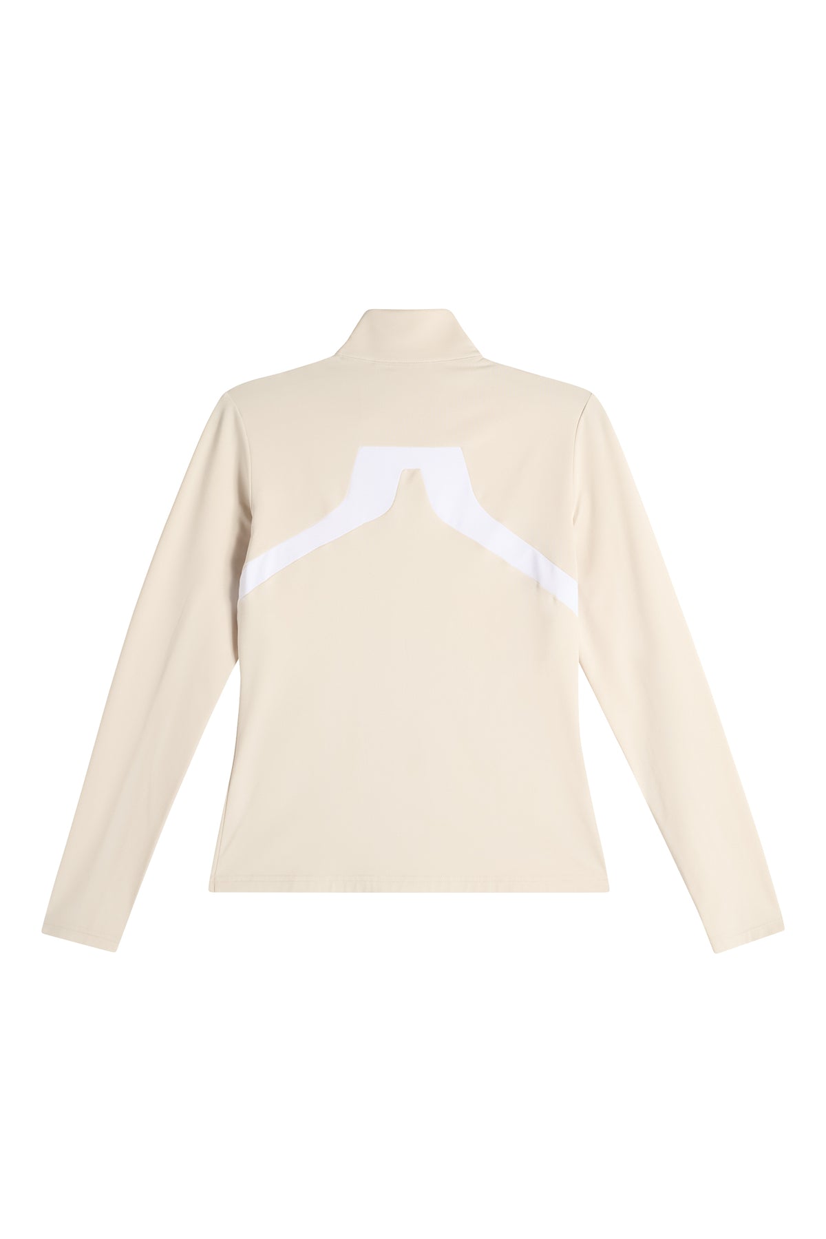 J.Lindeberg Janice Mid Layer Moonbeam – detail dvoucestného zipu a ochrany brady