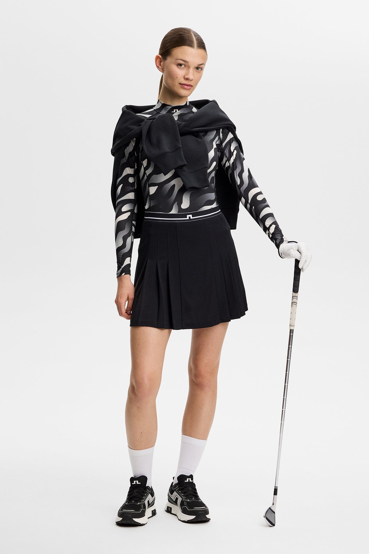 J.Lindeberg Ella Print Compression Top Bunker Fade Black Moonbeam - detail potisku