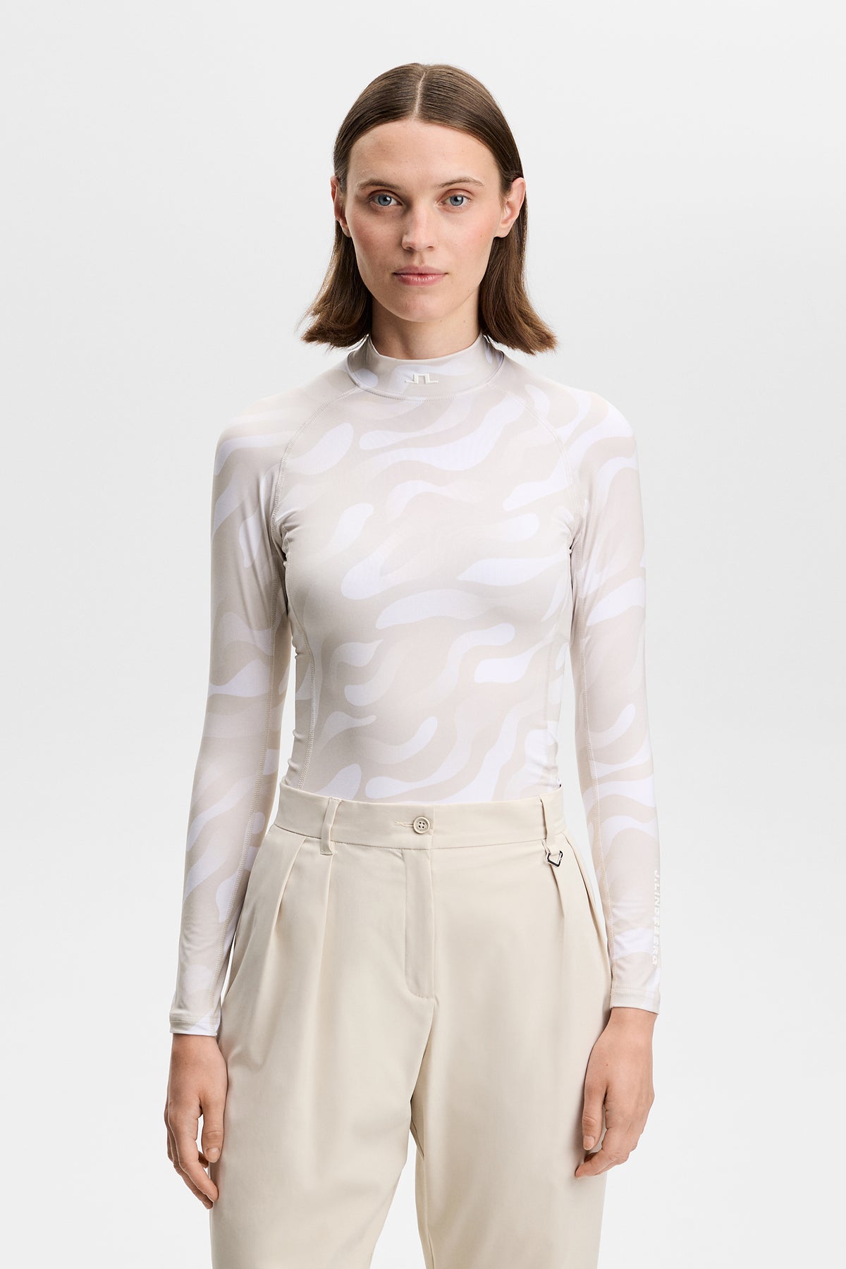 J.Lindeberg Ella Print Compression Top Bunker Fade Moonbeam White – lifestyle on course